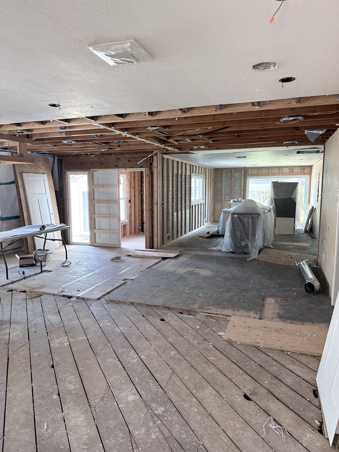 Large Sacramento whole-home remodel opened for new drywall work